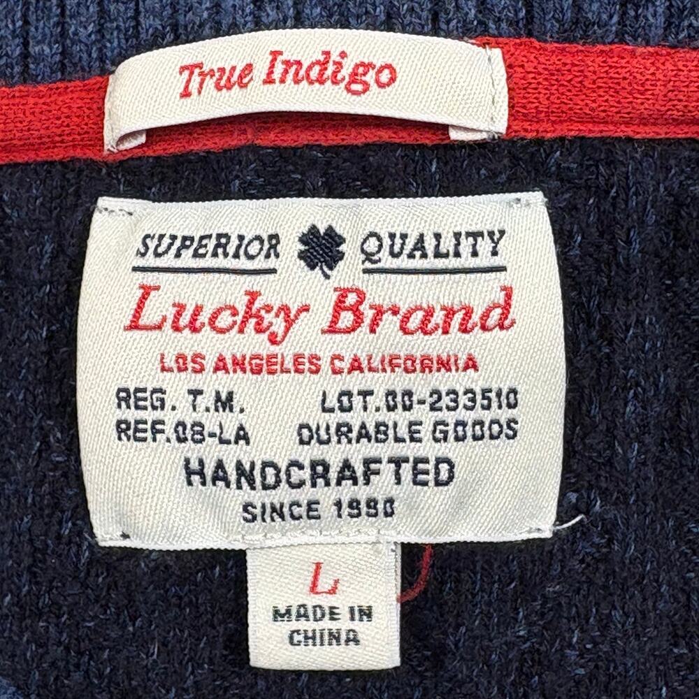 Lucky Brand True Indigo Cable Knit Sweater Men's L Blue Casual Preppy - Picture 5 of 9